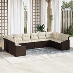 vidaXL Ensemble de canapé de jardin 10 Pièces Marron Poly rotin