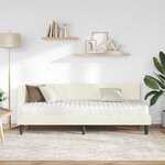 vidaXL Cadre de lit d'angle avec matelas Crème 80 x 200 cm Velours