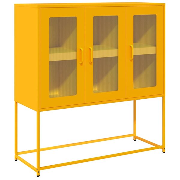 vidaXL Buffet jaune moutarde 100 5x39x107 cm acier laminé à froid