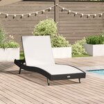 vidaXL Chaise Longue Noir Poly Rattan et Textilène