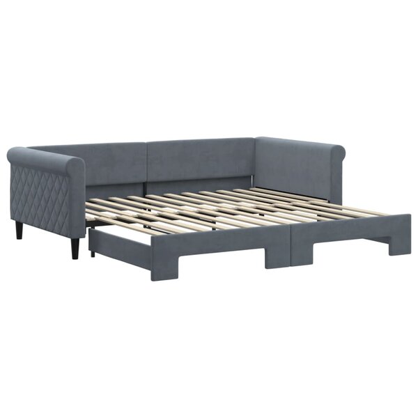 vidaXL Lit de jour avec gigogne sans matelas gris foncé 100x200 cm