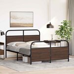 vidaXL Cadre de lit en métal sans matelas chêne marron 137x190 cm