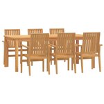 vidaXL Ensemble à manger de jardin 7 Pièces Bois de teck solide