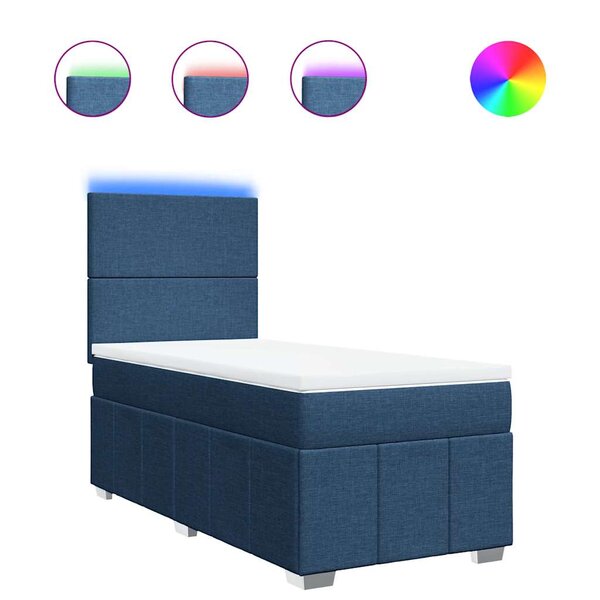 vidaXL Sommier à lattes de lit avec matelas Bleu 80x200 cm Tissu