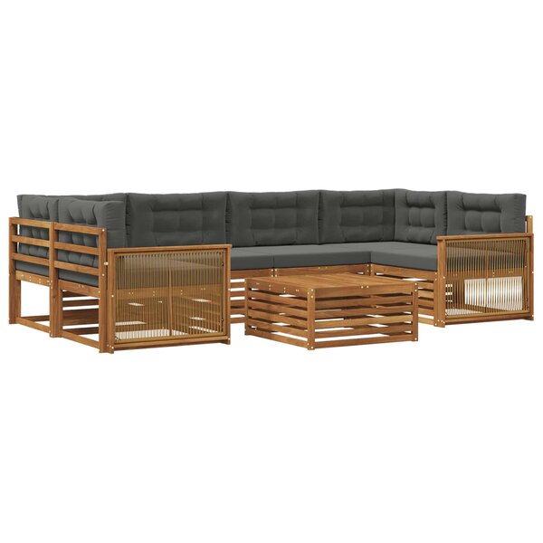 vidaXL Ensemble de canapés d'extérieur 7 Pièces Naturel et Anthracite