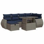 vidaXL Salon de jardin avec coussins 7Pièces marron résine tressée acacia