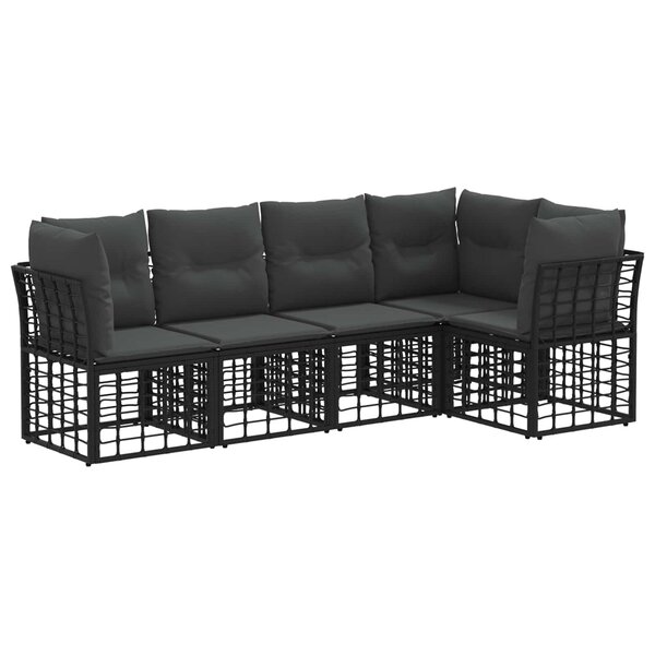 vidaXL Ensemble de canapés d'extérieur Noir Polyester