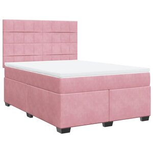 vidaXL Sommier à lattes de lit avec matelas Rose 140x190 cm Velours