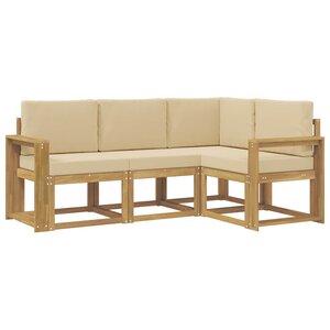 vidaXL Ensemble de canapés d'extérieur 4 Pièces Blanc et Beige