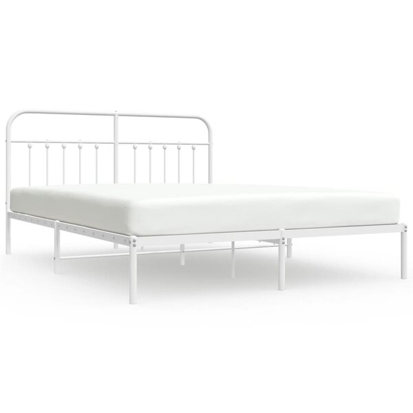 vidaXL Cadre de lit métal avec tête de lit blanc 180x200 cm