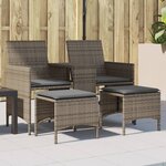 vidaXL Canapé de jardin 2 places avec table et tabourets gris rotin
