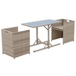 vidaXL Ensemble de bistro 3 Pièces avec coussins résine tressée beige