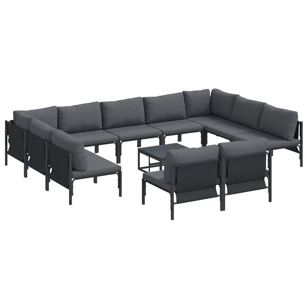 vidaXL Ensemble de canapé de jardin 12 Pièces Anthracite Acier