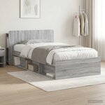 vidaXL Cadre de lit avec rangement Sonoma gris 75 x 190 cm