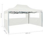 vidaXL Tente de réception pliable avec 3 parois 3x4 m Acier Blanc