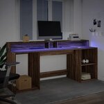 vidaXL Bureau et lumières LED chêne marron bois d'ingénierie