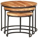 vidaXL Tables gigognes 3 Pièces Bois d'acacia massif