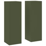 vidaXL Supports de Plantes d'Extérieur Pilier 2 Pièces Vert Olive 24x24x75 cm Acier