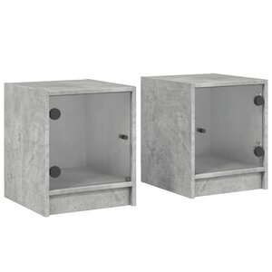 vidaXL Tables de chevet et portes vitrées 2 Pièces gris béton 35x37x42 cm