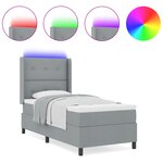 Lit coffre vidaXL avec matelas et lumière LED gris clair 80x200 cm en tissu
