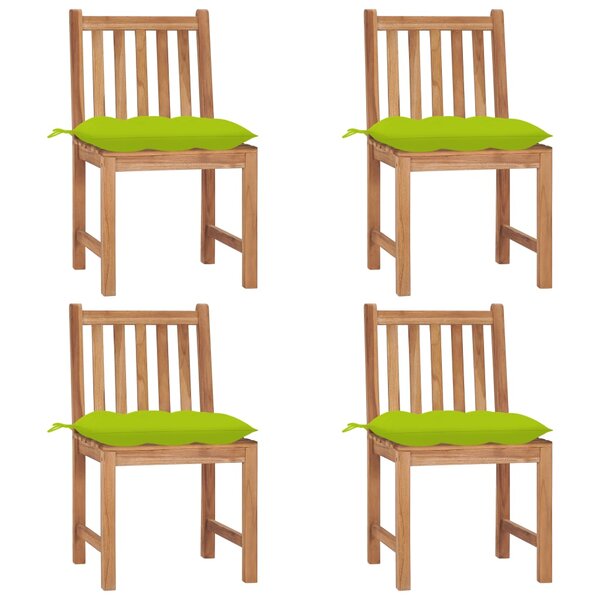 vidaXL Chaises de jardin lot de 4 avec coussins Bois de teck massif