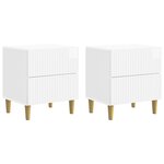 vidaXL Cabinet de chevet 2 Pièces Blanc brillant 43 x 34 5 x 48 cm