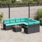 vidaXL Ensemble de canapé de jardin 9 Pièces Noir Poly rotin