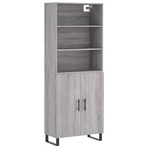 vidaXL Buffet haut Sonoma gris 69 5x34x180 cm Bois d'ingénierie