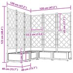 vidaXL Jardinière avec Trellis 5 Pièces Noir 120x120x125.5 cm