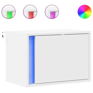 vidaXL Tables de chevet murales avec lumières LED 2 Pièces blanc