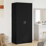 vidaXL Armoire avec stockage Noir 80 x 51 x 180 cm Bois d'ingénierie