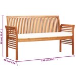 vidaXL Banc de jardin 3 places avec coussin 150cm Bois d'acacia massif