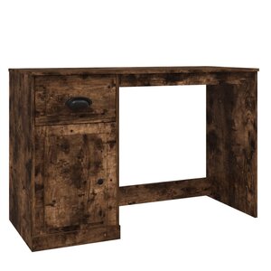 Bureau table poste de travail meuble d'ordinateur informatique étude avec tiroir chêne fumé 115 x 50 x 75 cm bois d'ingénierie brun 02_0023447