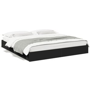 vidaXL Cadre de lit avec tiroirs sans matelas noir 180x200 cm
