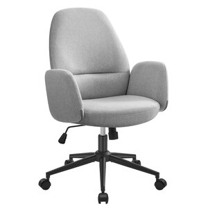Chaise de bureau fauteuil ergonomique avec accoudoirs hauteur réglable pivotant style moderne dossier haut assise large confortable tissu coton-lin gris 12_0006052