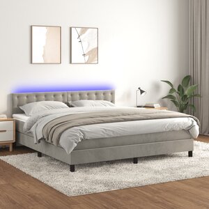 vidaXL Sommier à lattes de lit matelas et LED Gris clair 160x200 cm