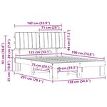 vidaXL Cadre de lit avec tête de lit rembourrée Taupe 135 x 190 cm