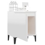 vidaXL Table de chevet avec pieds en métal Blanc brillant 40x30x50 cm