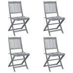 vidaXL Chaises pliables d'extérieur 4 Pièces avec coussins Bois d'acacia