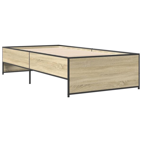 vidaXL Cadre de lit chêne sonoma 90x190 cm bois d'ingénierie et métal