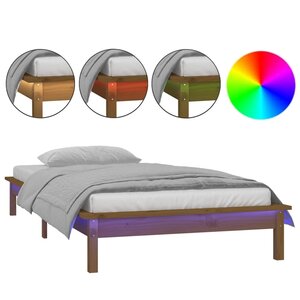 vidaXL Cadre de lit à LED sans matelas 90x200 cm bois massif