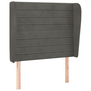 vidaXL Tête de lit avec oreilles Gris foncé 103x23x118/128 cm Velours