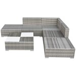 vidaXL Salon de jardin 6 Pièces avec coussins résine tressée gris