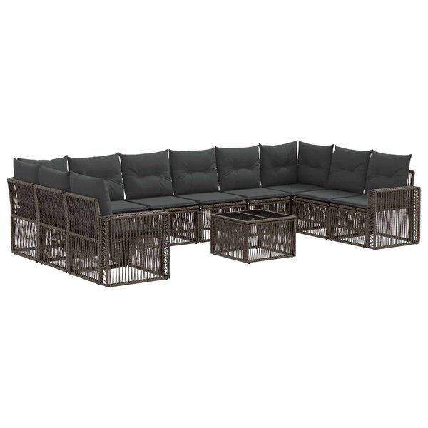 vidaXL Ensemble de canapé de jardin 11 pc Gris et Gris foncé polyrotin