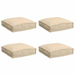 vidaXL Coussin pour assise de palette 4 Pièces Beige 40 x 40 x 8 cm