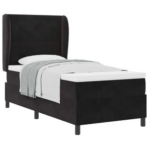 vidaXL Lit à ressorts avec matelas Noir 200 x 90 cm Polyester