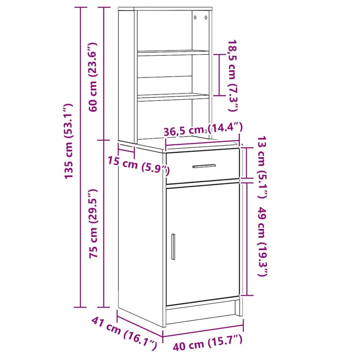 vidaXL Haut Armoire Bois ancien 40 x 40 5 x 135 cm Bois d'ingénierie - La Poste
