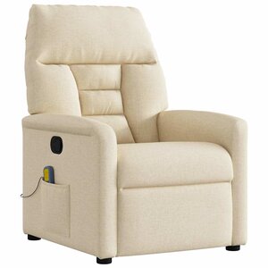 vidaXL Fauteuil de massage inclinable Crème Tissu