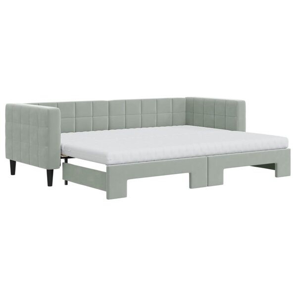 vidaXL Lit de jour avec gigogne et matelas gris clair 80x200cm velours