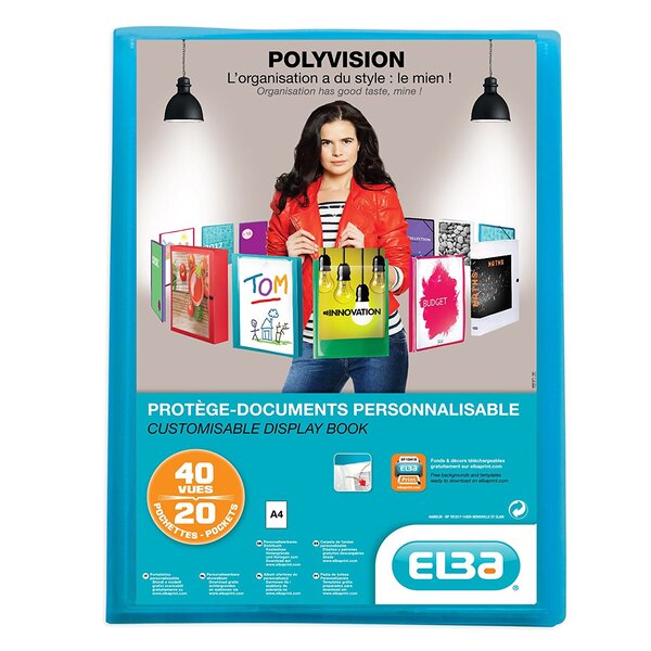 Protège-documents Transparence personnalisable A4 20 Pochettes Bleu OXFORD